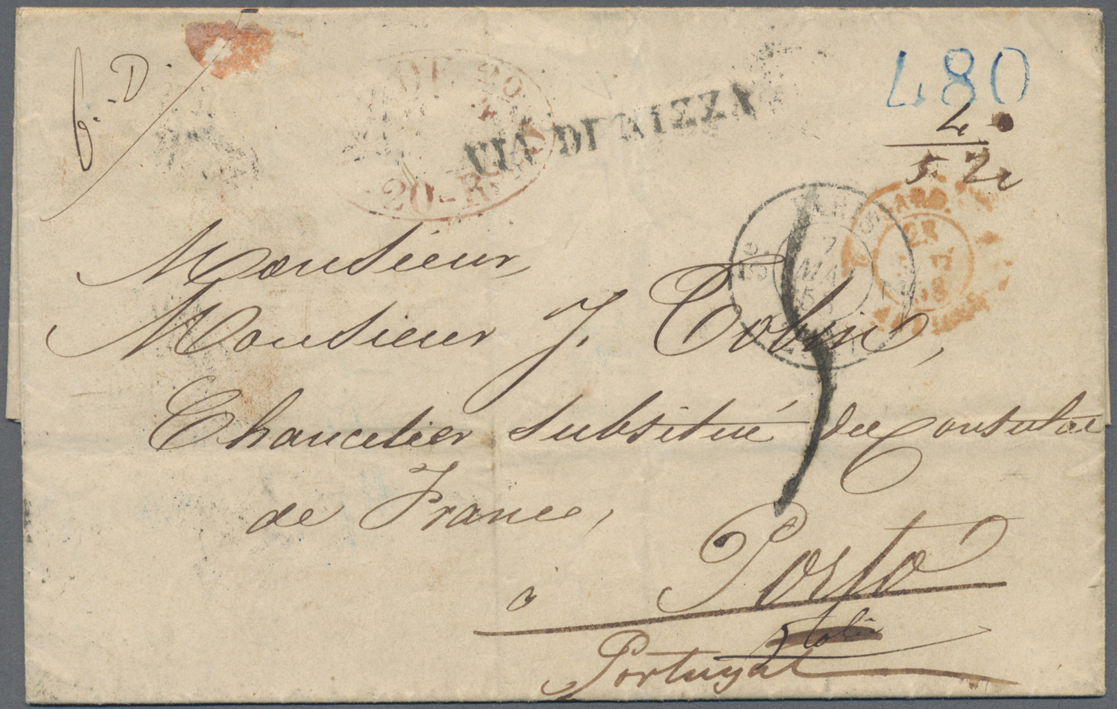 Br Frankreich: 1811/1871, lot of 30 stampless covers from some pre-philately, showing a lovely selectio