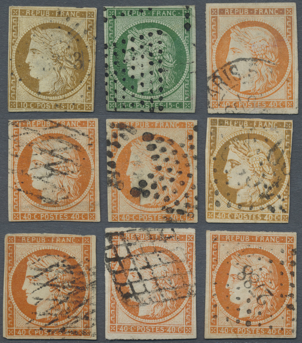 O Frankreich: 1849, Ausgabe Ceres, Mehrfachposten Mit Vielen Vollrandigen Gut Erhaltenen Stücken In Un - Usati