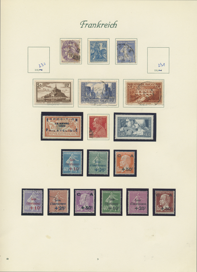 O/*/** Frankreich: 1849/1981, numerisch praktisch vollständige Sammlung einschließlich Bl.1-3 und Portomark