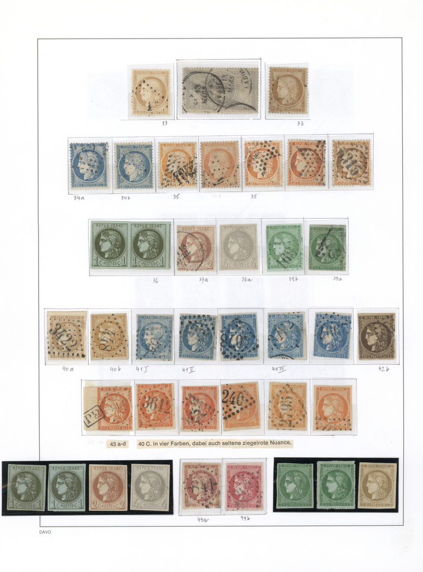 O/*/**/(*) Frankreich: 1849/1946 (ca.), Sammlung Im Davo-Album Teils Auf Vordrucken Mit Sehr Vielen Besseren Au - Used Stamps