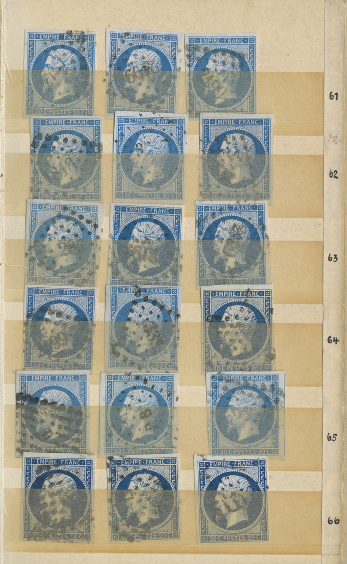 O Frankreich: 1853/1861, 20c. Napoleon (Michel No. 13, Maury No. 14), Group Of 226 Selected Values, Fr - Used Stamps