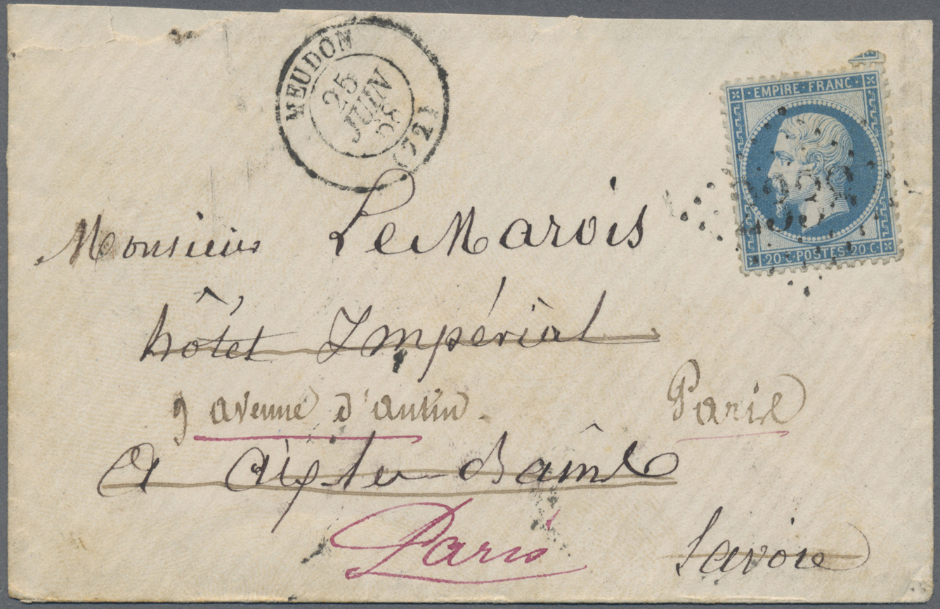 Br Frankreich: 1863/1872, EMPIRE DENTELE, Group Of 36 Entires Showing A Good Range Of Frankings, Postag - Usati