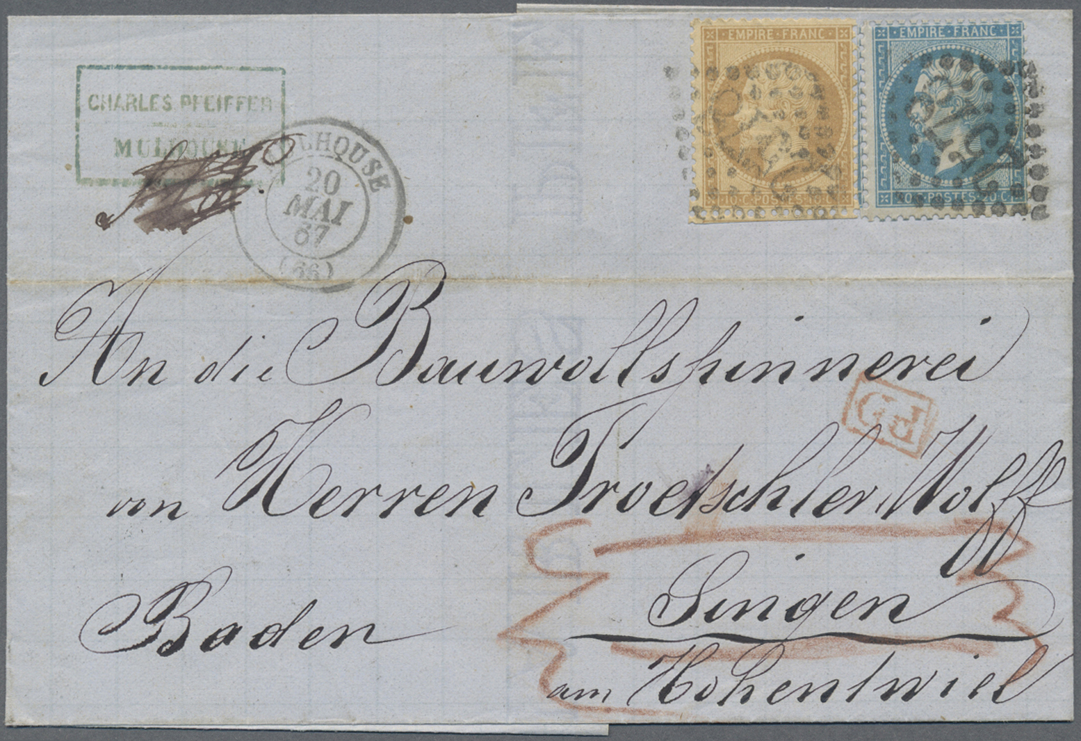 Br Frankreich: 1863/1872, EMPIRE DENTELE, Group Of 36 Entires Showing A Good Range Of Frankings, Postag - Used Stamps