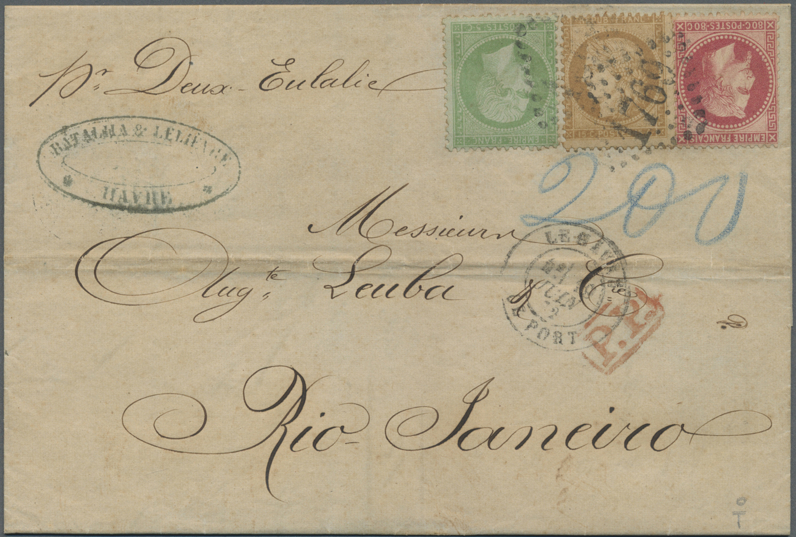 Br Frankreich: 1865/1872, Lot Of Eight Lettersheets With Napoloen And Ceres Frankings To Brazil/Argenti - Used Stamps