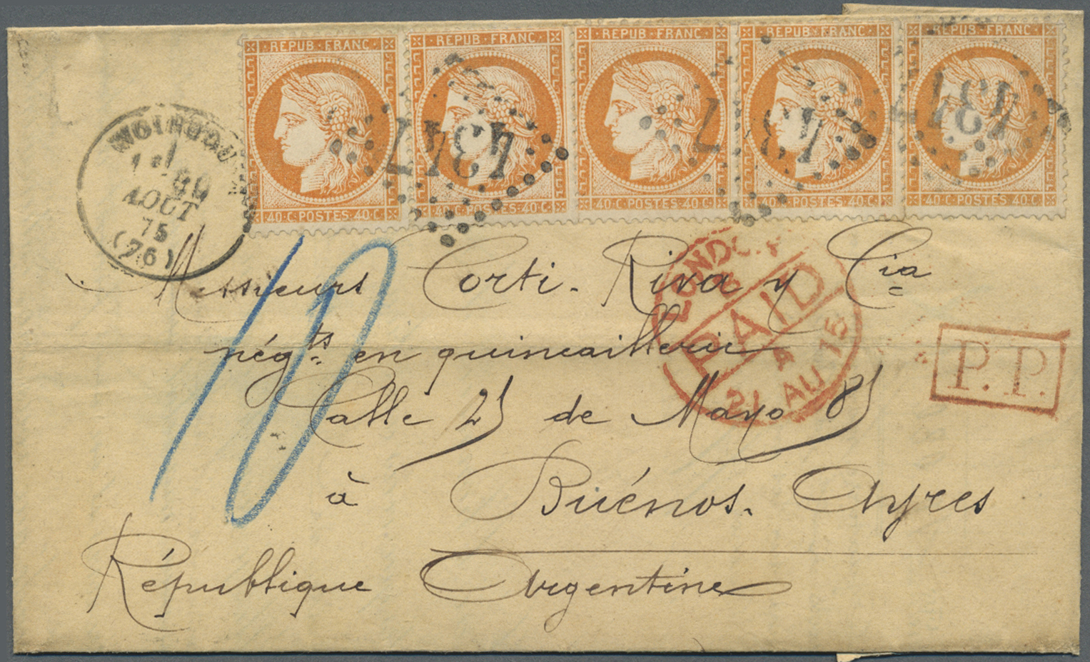 Br Frankreich: 1865/1872, lot of eight lettersheets with Napoloen and Ceres frankings to Brazil/Argenti