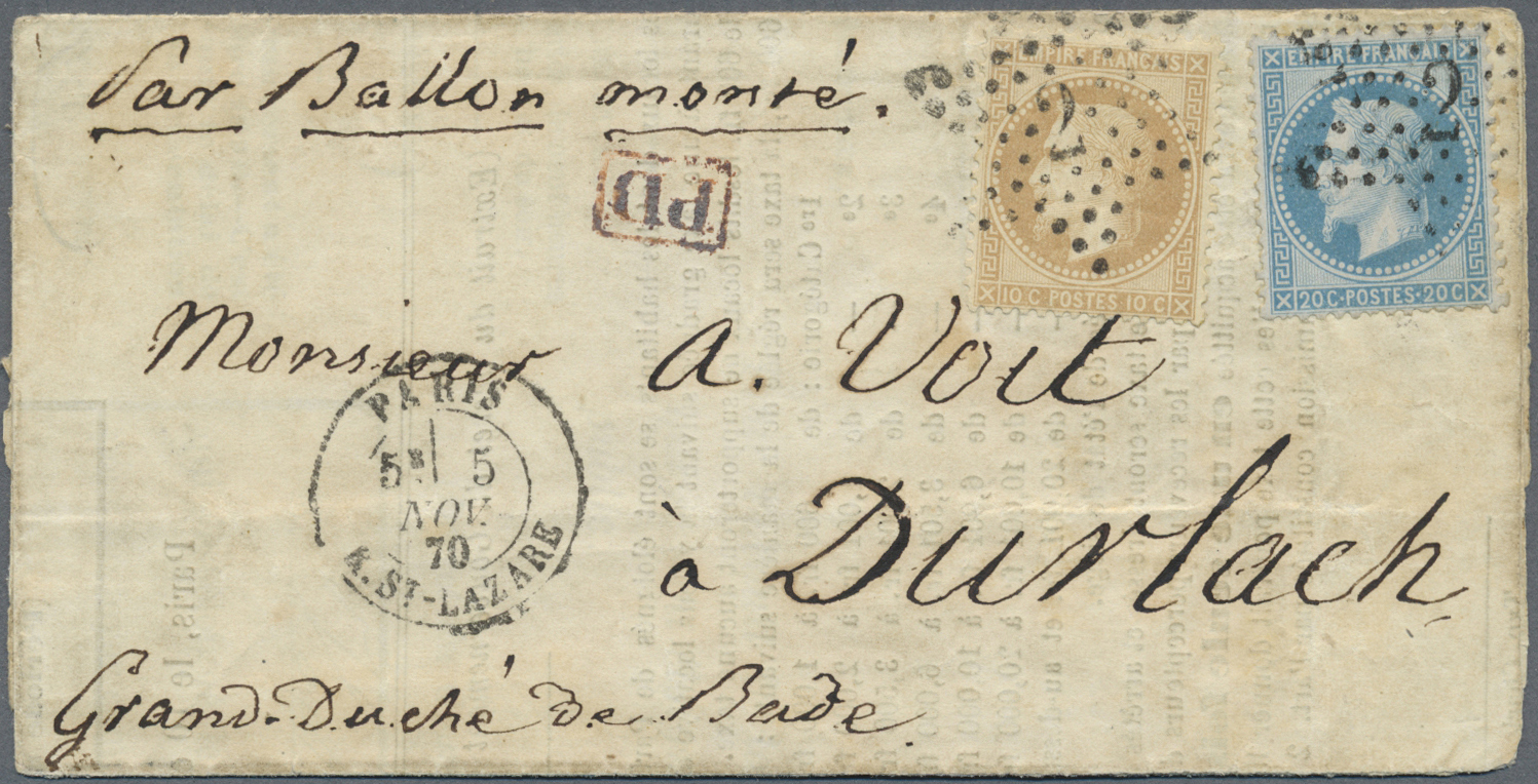 Frankreich: 1870/71: Outstanding collection of the postal history of the Franco-Prussian war of 1870