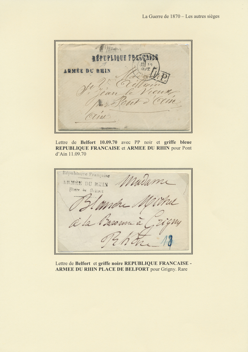 Frankreich: 1870/71: Outstanding collection of the postal history of the Franco-Prussian war of 1870