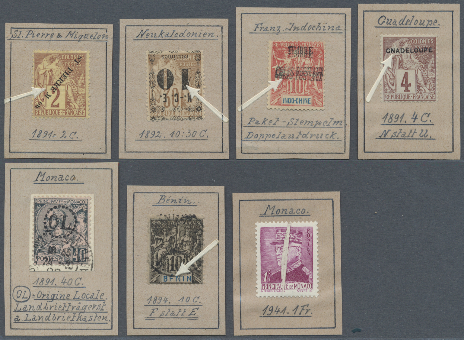 O/* Frankreich: 1870/1940 (ca.), France/colonies/area, Specialised Assortment Of 47 Stamps Showing Varie - Used Stamps