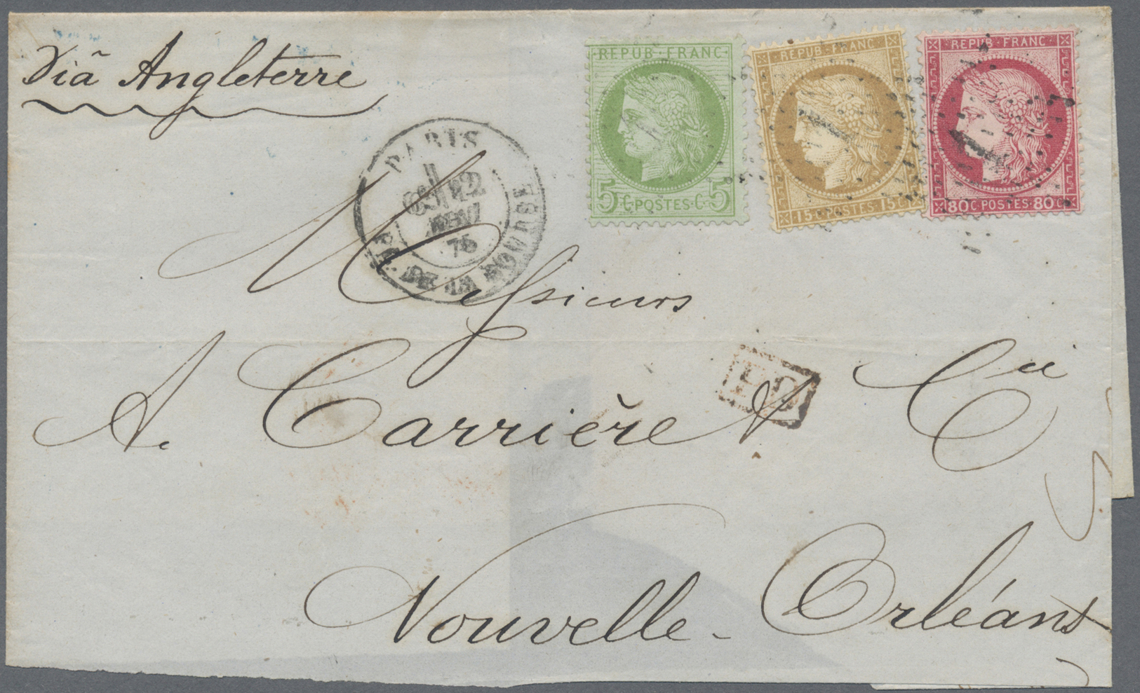 Br Frankreich: 1871/1876, CERES, lot of apprx. 64 covers/cards, showing many interesting frankings, mai