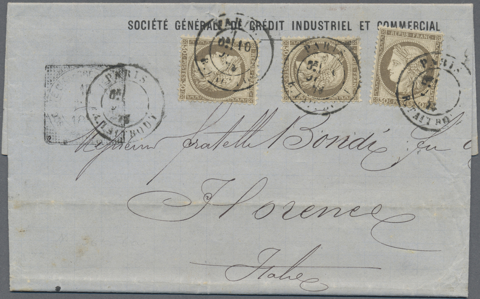 Br Frankreich: 1871/1876, CERES, lot of apprx. 64 covers/cards, showing many interesting frankings, mai
