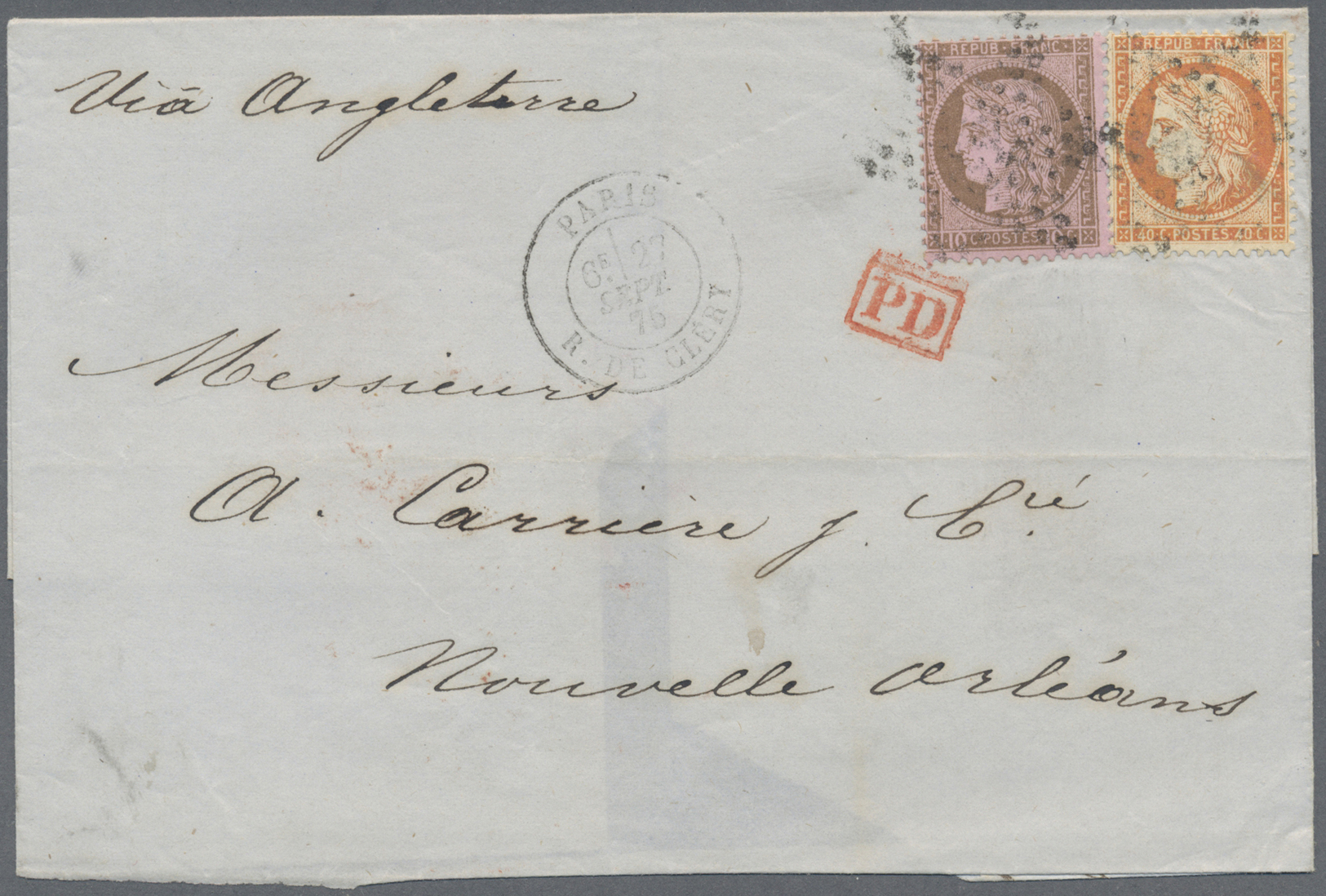 Br Frankreich: 1871/1876, CERES, lot of apprx. 64 covers/cards, showing many interesting frankings, mai