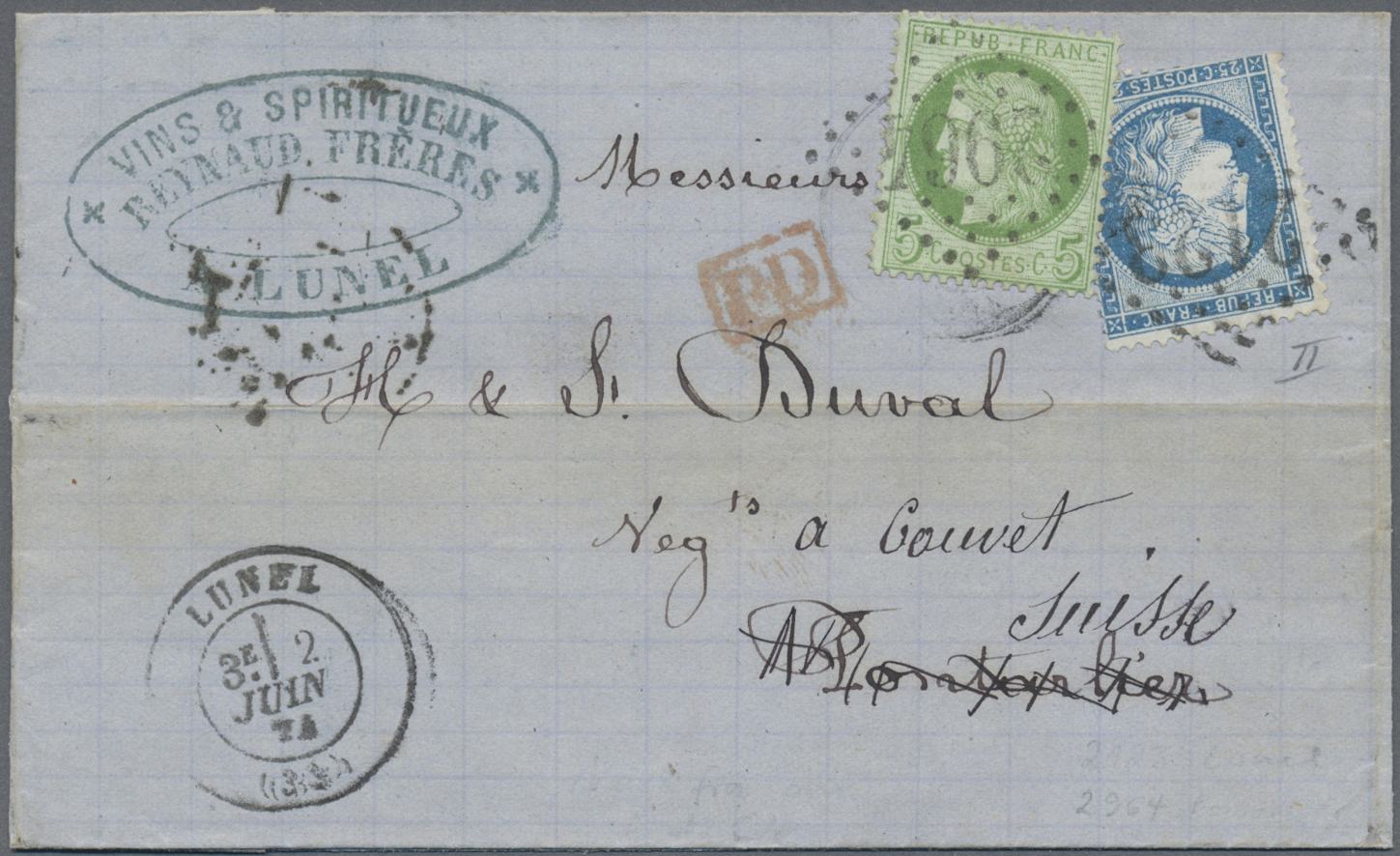 Br Frankreich: 1871/1876, CERES, lot of apprx. 64 covers/cards, showing many interesting frankings, mai