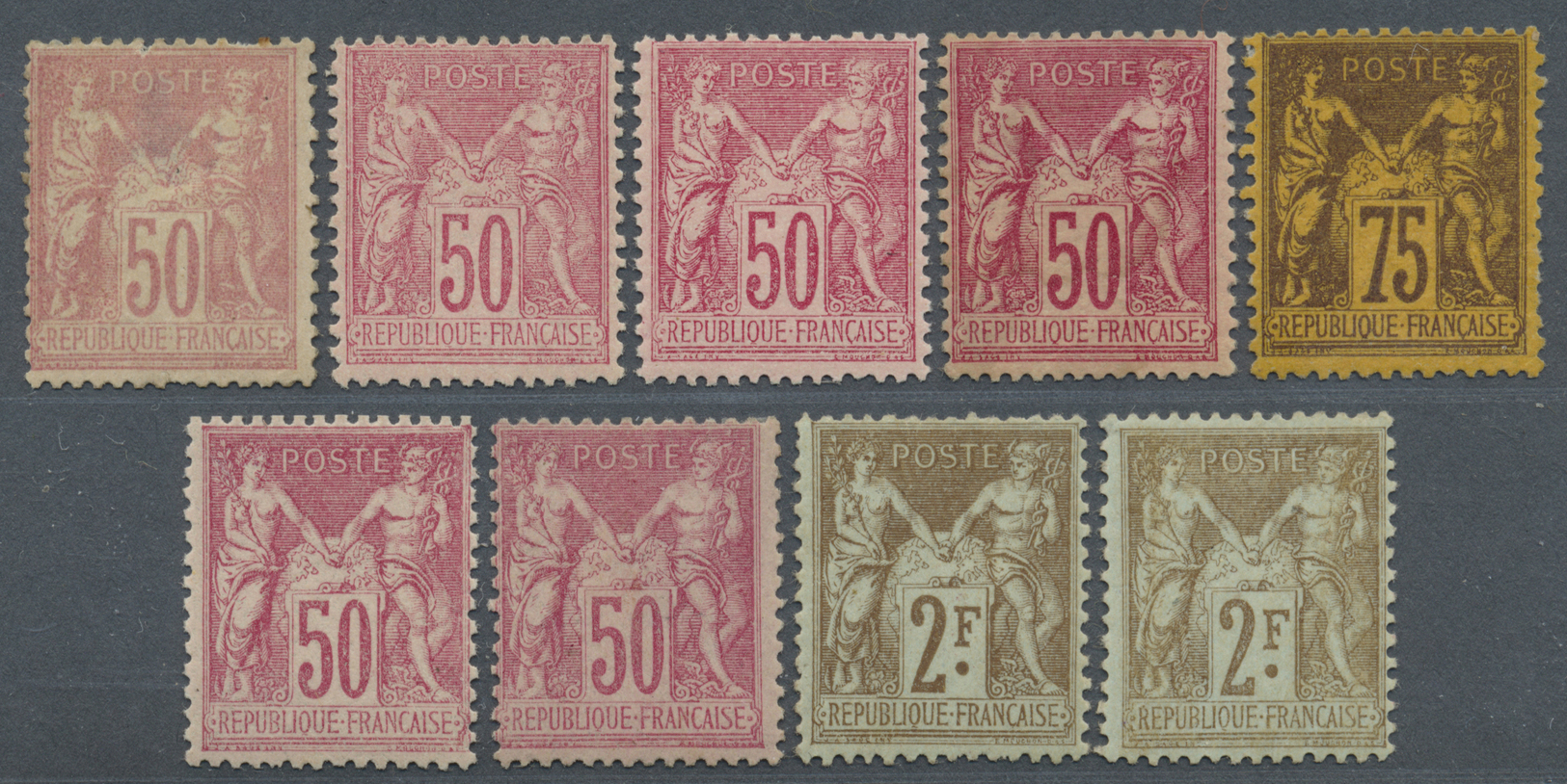 O/(*)/* Frankreich: 1876/1900 (ca.), Spezialisierte Partie Der Ausgaben ALLEGORIE Mit Farben, Typen, Stempel - Used Stamps