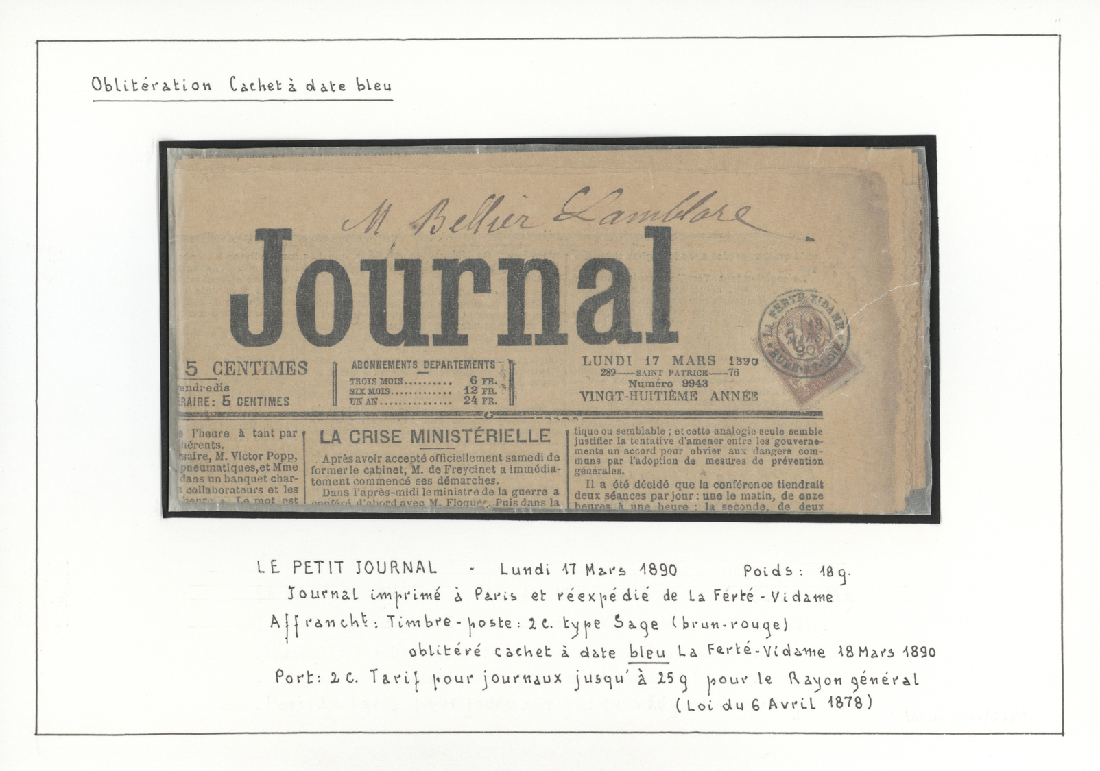 Br Frankreich: 1877/1900, very useful collection of 24 newpapers and wrappers all franked with stamps o