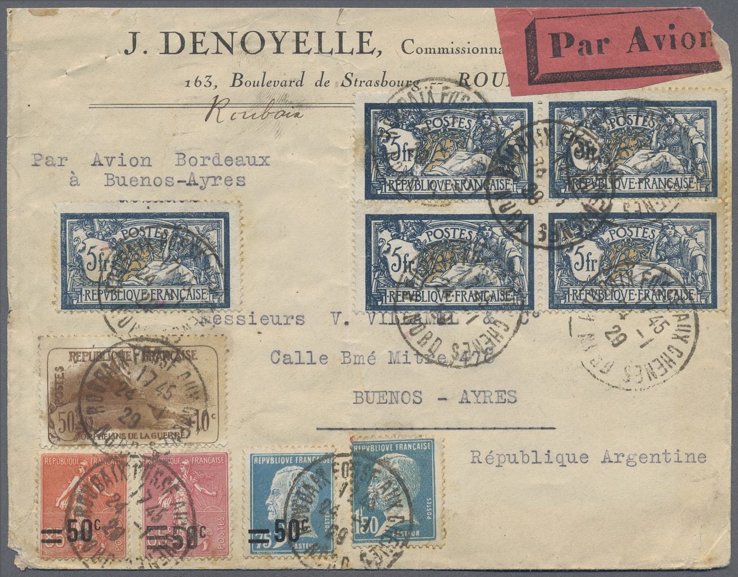 Br Frankreich: 1900/1960, Absolutely Awesome Collection Of Blocks Of Four On Entires Bearing 450 Envelo - Gebruikt