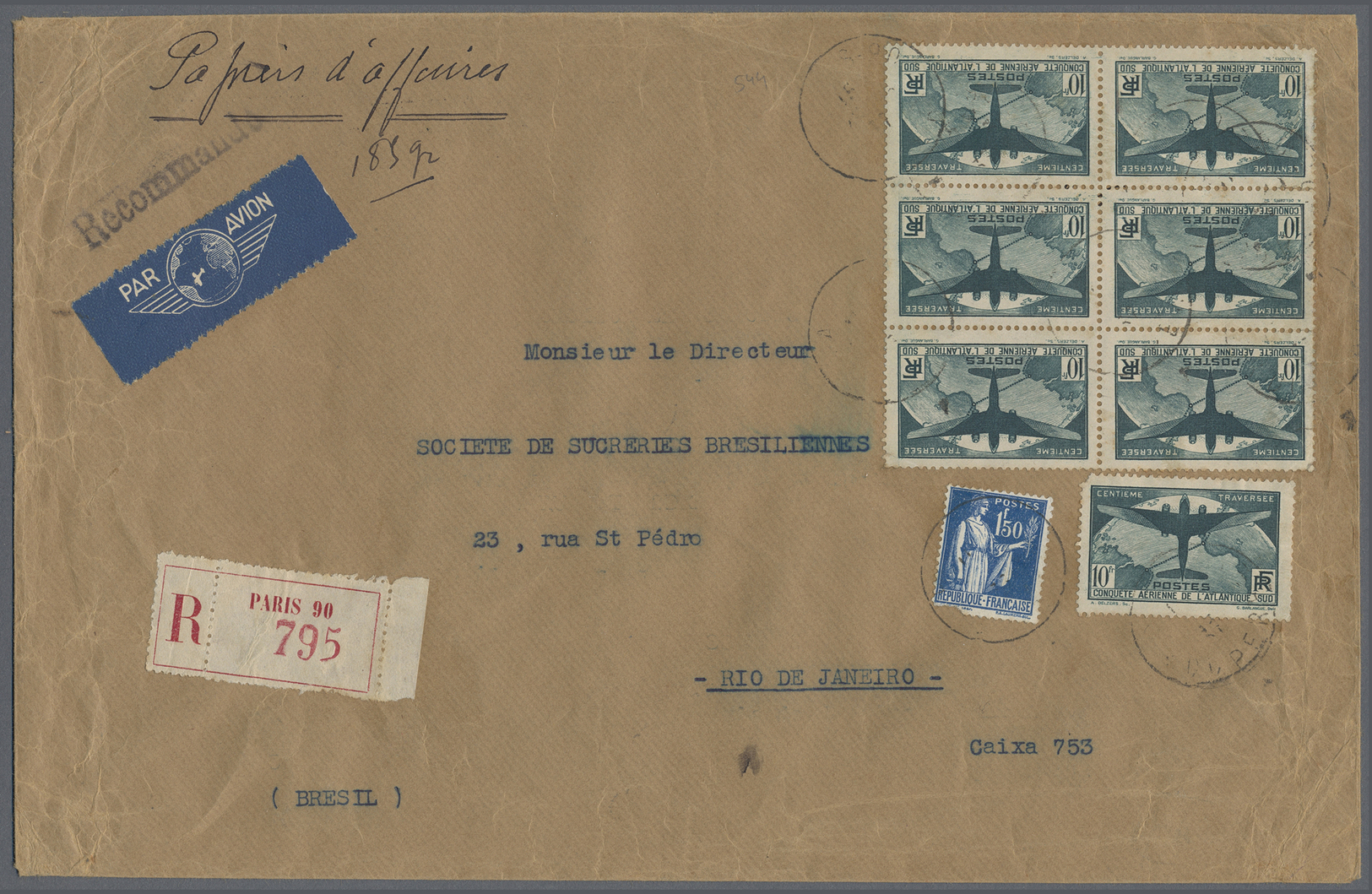 Br Frankreich: 1900/1960, absolutely awesome collection of blocks of four on entires bearing 450 envelo