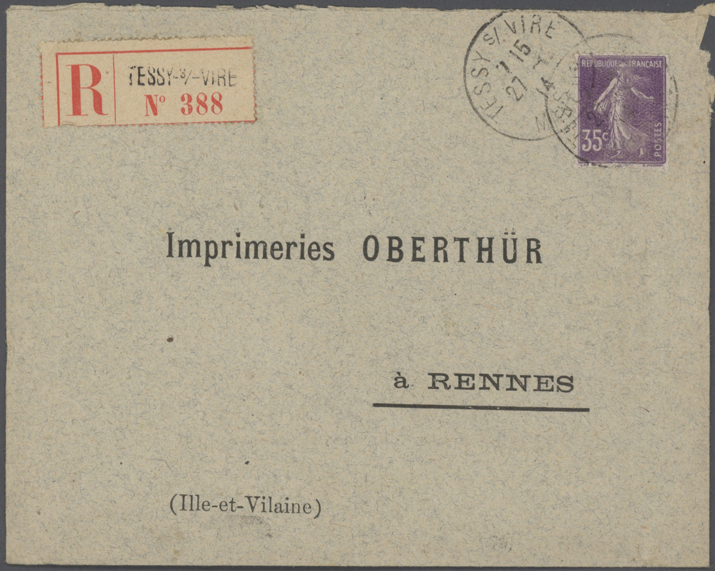 Br Frankreich: 1910/50 (ca.), Sammlung Von Ca. 335 Einschreibe-Briefen, Sehr Spezialisiert Mit Vielen T - Oblitérés