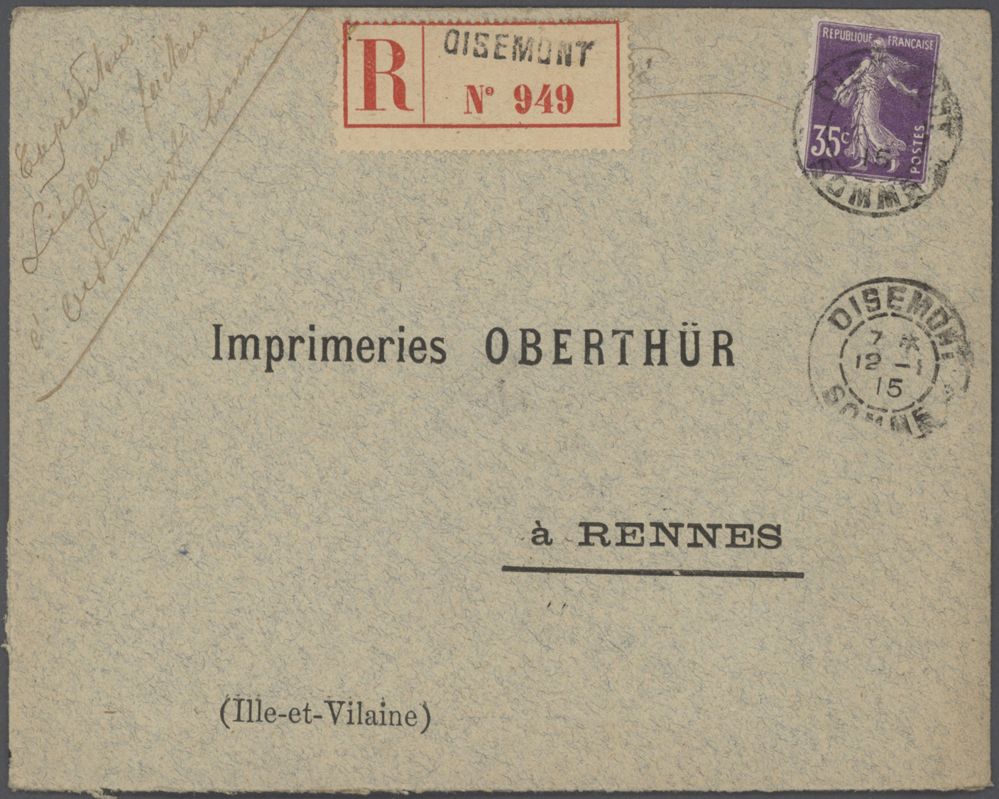 Br Frankreich: 1910/50 (ca.), Sammlung von ca. 335 Einschreibe-Briefen, sehr spezialisiert mit vielen T