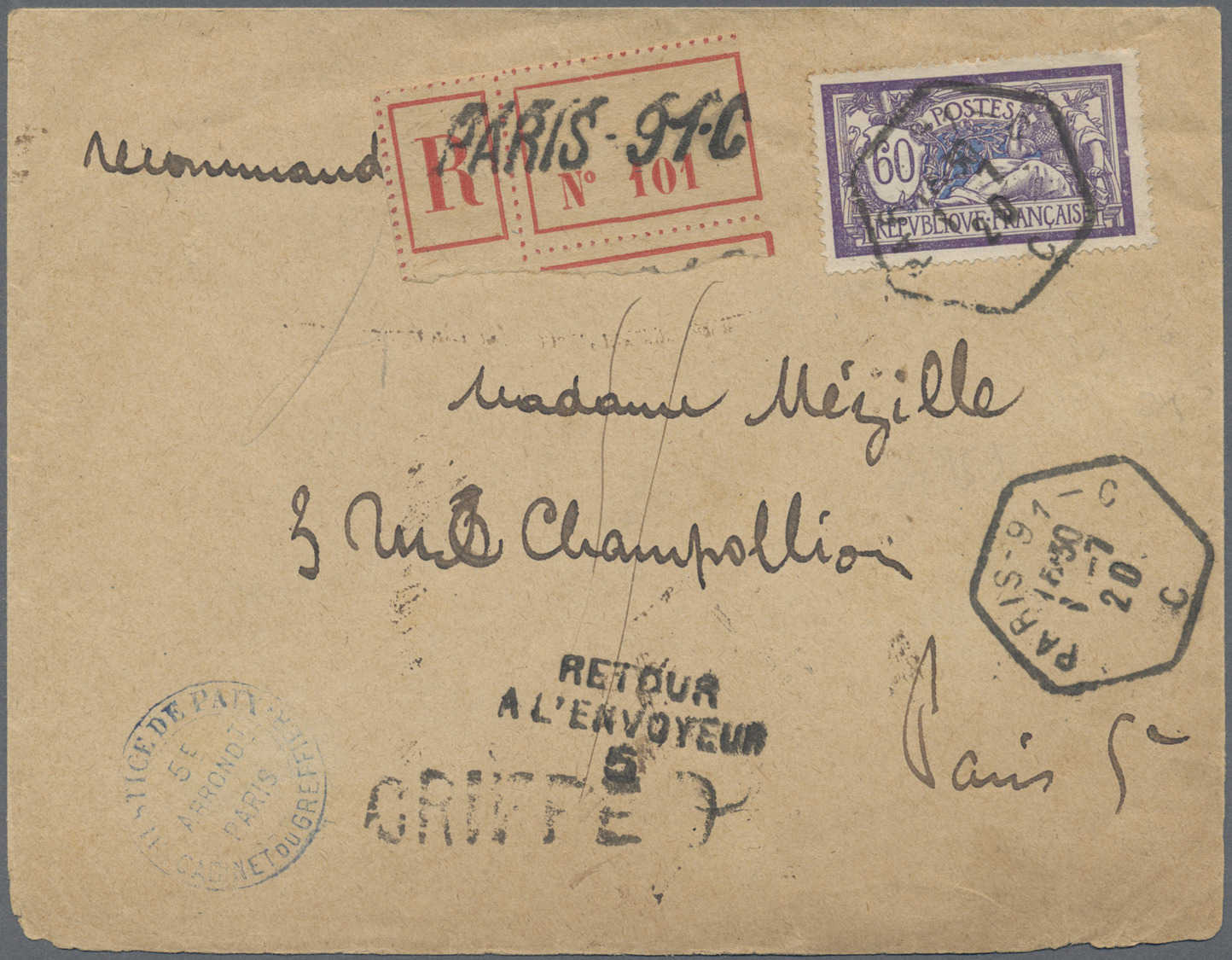 Br Frankreich: 1920/1970, Lot Of Ca. 118 Registered Letters With Many Intereseting Frankings, Special F - Gebruikt