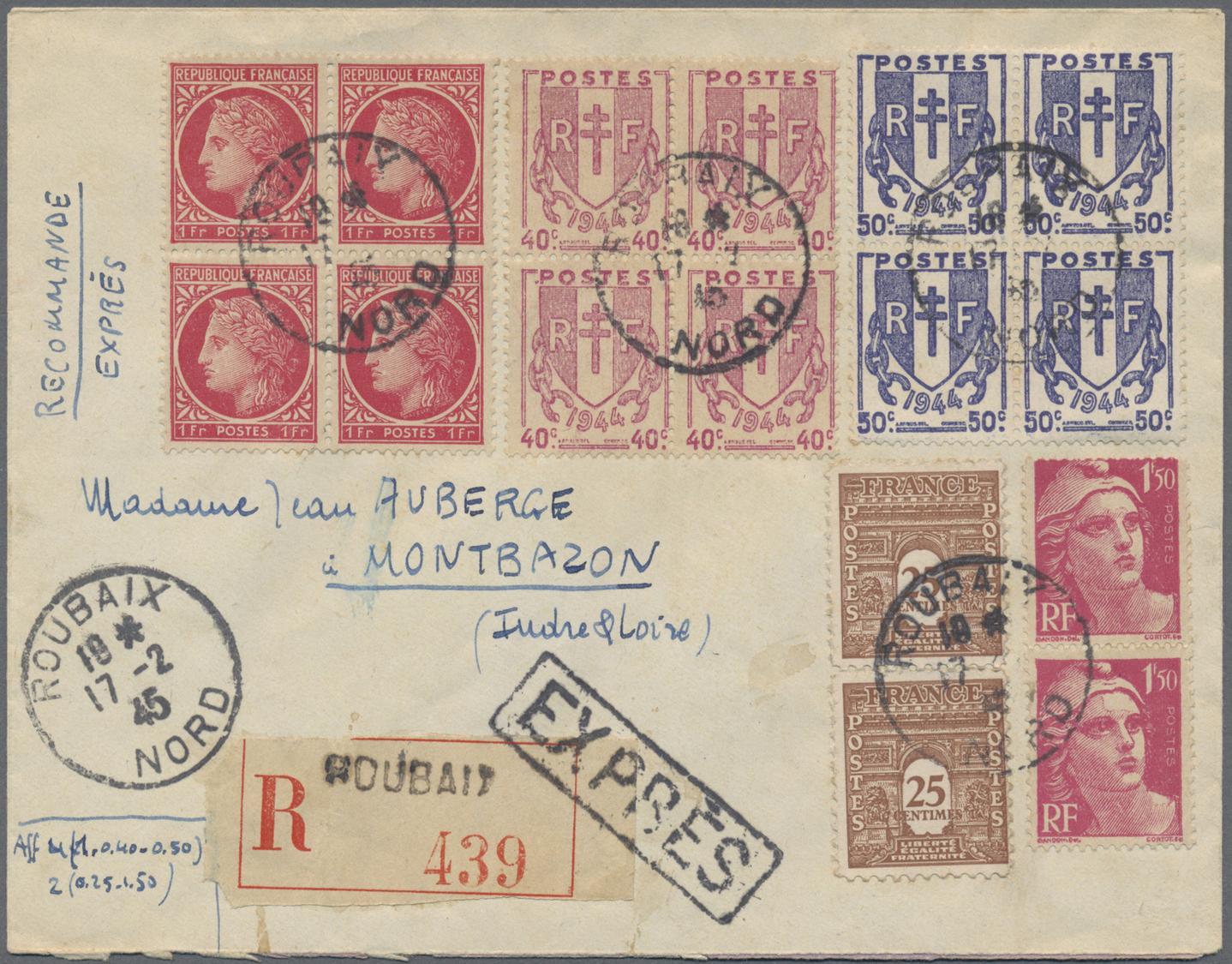 Br Frankreich: 1920/1970, Lot Of Ca. 118 Registered Letters With Many Intereseting Frankings, Special F - Used Stamps