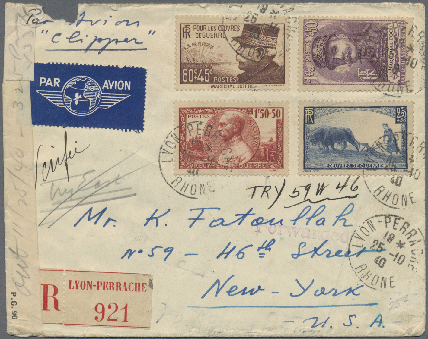 Br Frankreich: 1923/1940, Group Of 13 Covers/cards, Comprising Registered, Censored And Airmail, Ms. Ca - Gebruikt