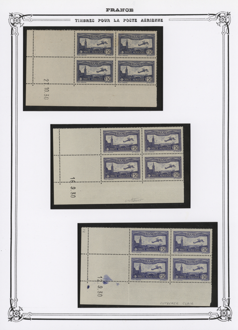 **/* Frankreich: 1927/1990 (ca.), FLUGPOST-ECKRAND-VIERERBLOCKS Mit COIN DATE, Sensationelle Sammlung Von - Oblitérés