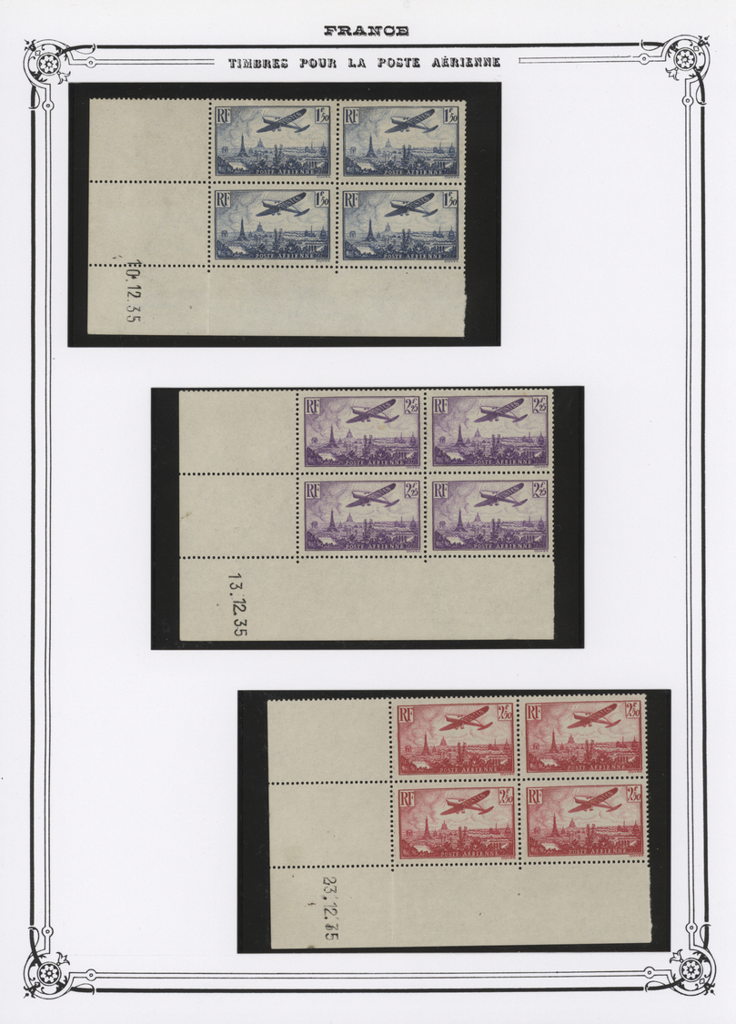 **/* Frankreich: 1927/1990 (ca.), FLUGPOST-ECKRAND-VIERERBLOCKS Mit COIN DATE, Sensationelle Sammlung Von - Used Stamps