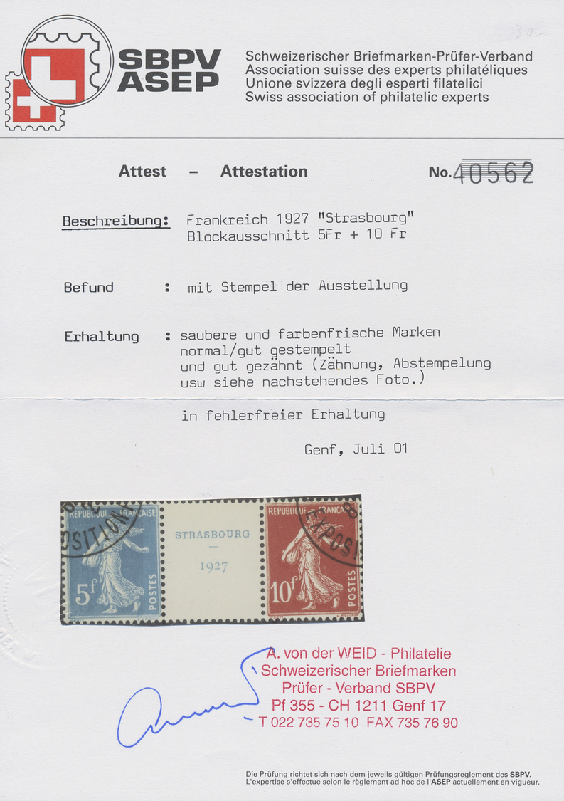 O Frankreich: 1927/1937, Herzstück Aus Strasbourg-Block Sauber Gestempelt, Signiert Und Fotoattest V.d - Used Stamps