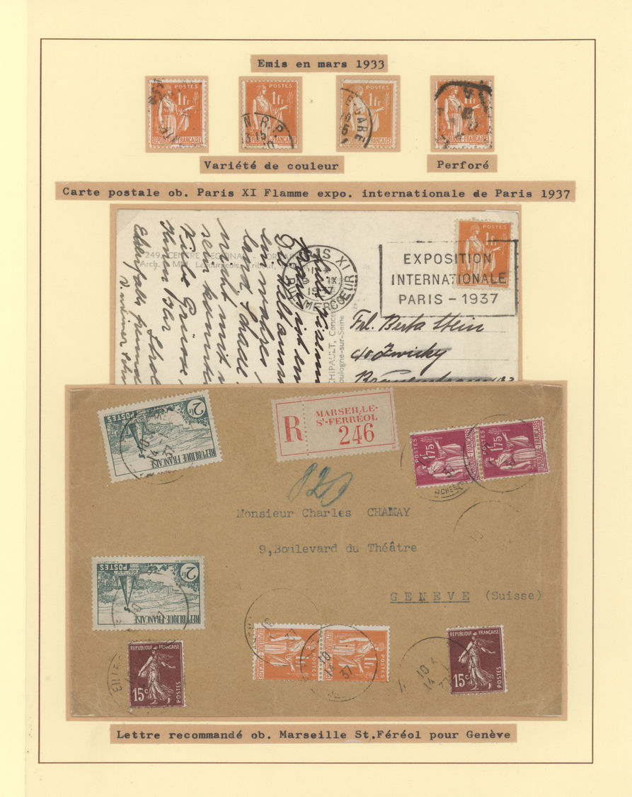 Br/O Frankreich: 1932/1941, Type "PAIX", Specialised Collection On 36 Album Pages, Showing Colours/shades - Gebruikt