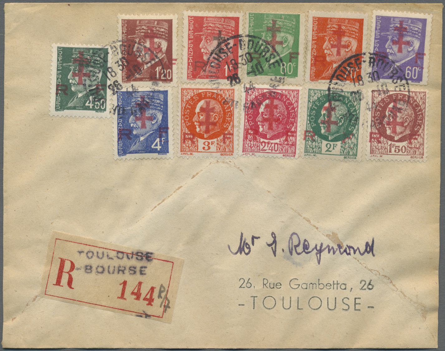 Br Frankreich: 1944, TOULOUSE "R.F." Liberation Overprints, Lot Of Four Covers. - Used Stamps