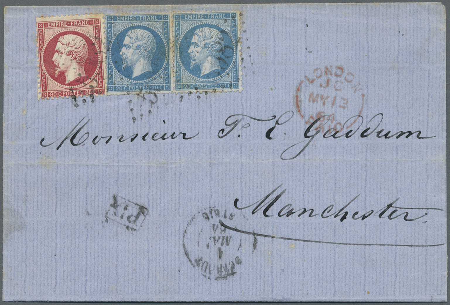 Br Französische Post In Der Levante: 1862/1864, Two Lettersheets From BEYROUTH To Marseille Resp. Manch - Other & Unclassified