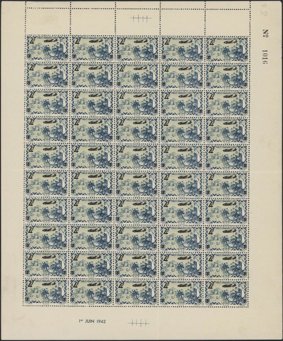 ** Französische Post In Der Levante: 1925-45, Collection With Syria T.E.O. Overprinted Gutter Blocks, F - Altri & Non Classificati