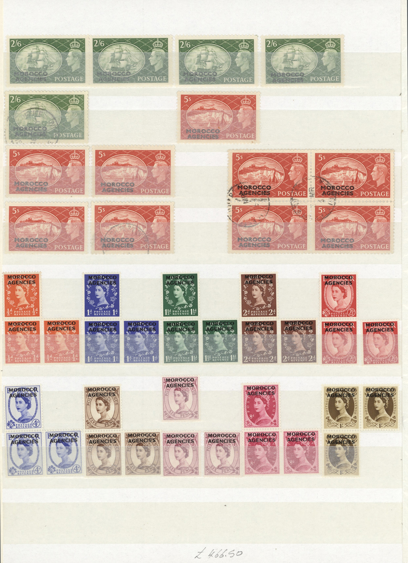 **/*/O Französische Post In Marokko: 1943-55, British Morocco Collection In Album, Mint And Used Blocks Of - Autres & Non Classés