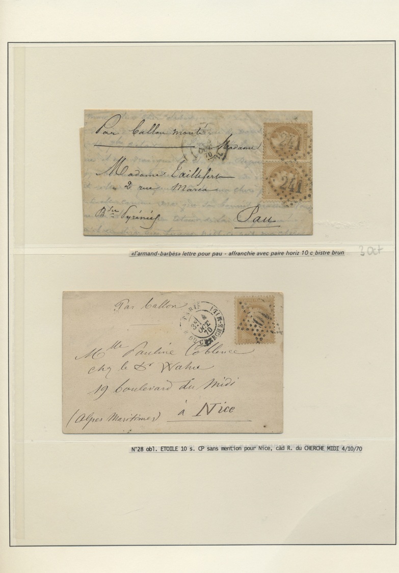 Br Frankreich - Ballonpost: 1870/1871, FRANCO-PRUSSIAN WAR/SIEGE DE PARIS, Extraordinary Collection Of - 1960-.... Covers & Documents