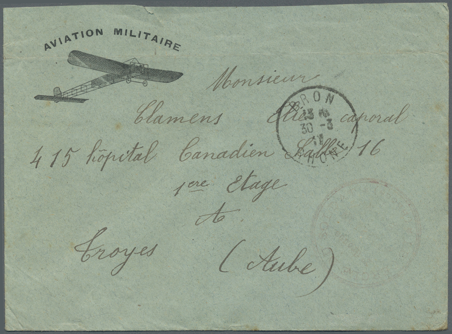 Br Frankreich - Militärpost / Feldpost: 1915/1917, Cover Trio With Military Aviation Mail, Comprising A - Briefe U. Dokumente