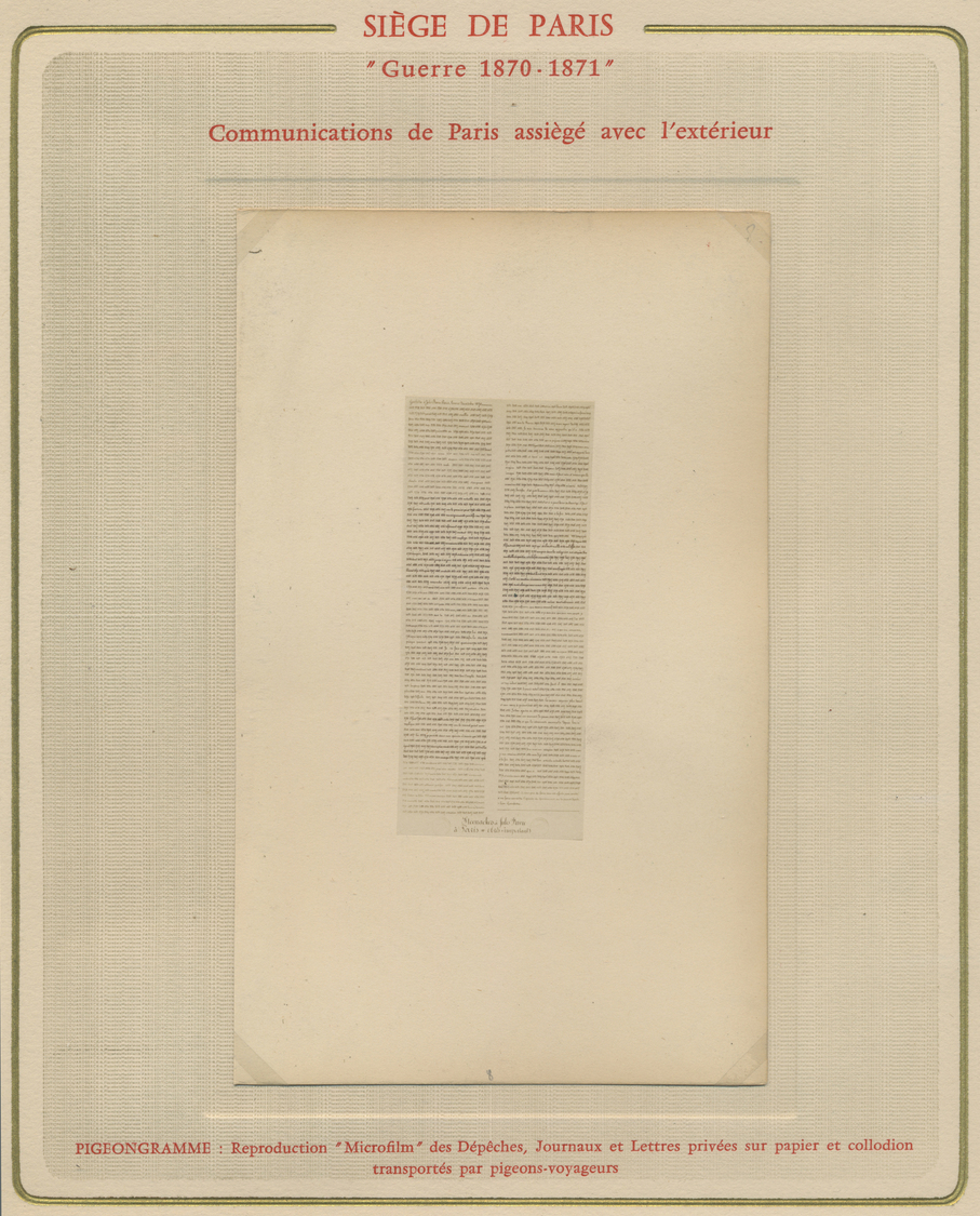 Br Frankreich - Besonderheiten: 1870/1871, Collection Of 49 Pigeongrammes From The Time Of The Pairs Si - Andere & Zonder Classificatie