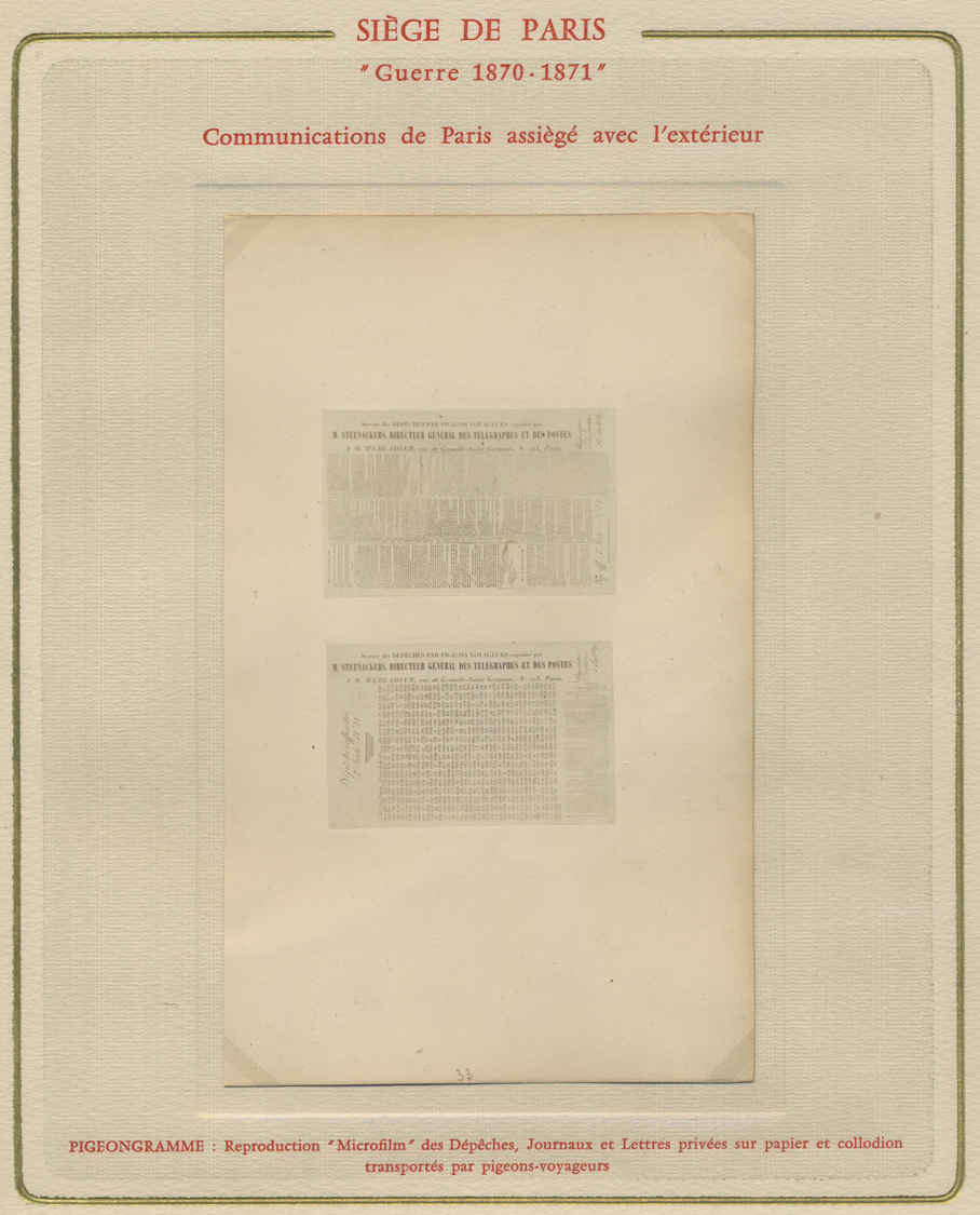 Br Frankreich - Besonderheiten: 1870/1871, Collection Of 49 Pigeongrammes From The Time Of The Pairs Si - Andere & Zonder Classificatie