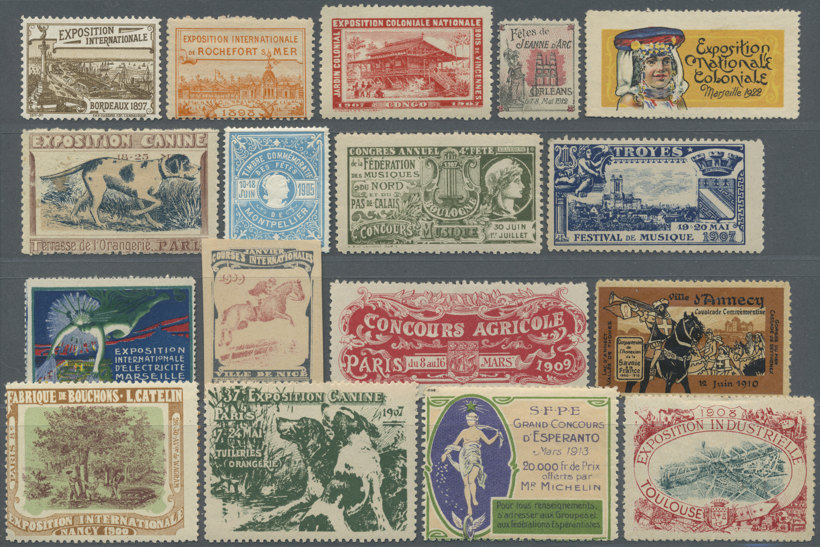 Frankreich - Besonderheiten: 1896/1924, EXHIBITIONS, FAIRS, EVENTS - POSTER-STAMPS, Comprehensive An - Andere & Zonder Classificatie