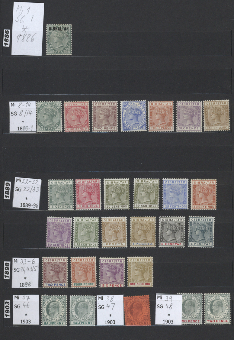 **/* Gibraltar: 1886/2002, Collection In 2 Stockbooks, Mnh And Unused, From The First Issues, With Many G - Gibilterra