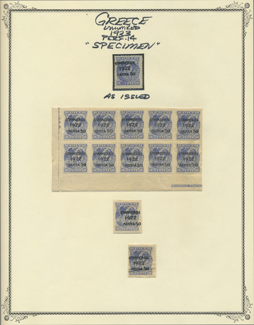 **/* Griechenland: 1923, Revolution Overprints On Kreta Issues, Mint Accumulation Of Apprx. 800 Stamps Of - Brieven En Documenten