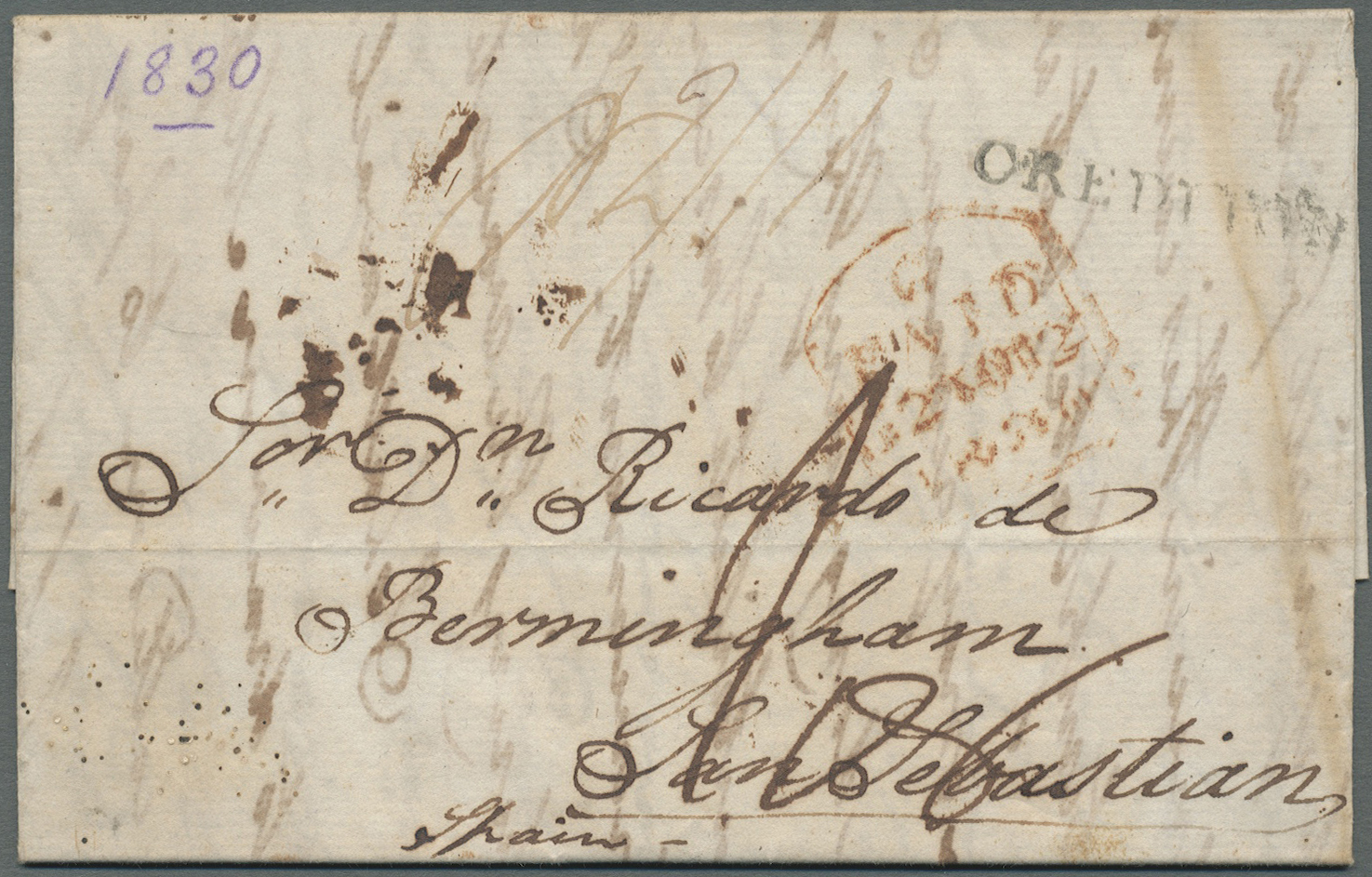 Br Großbritannien - Vorphilatelie: 1791/1850 ca., 360 early covers with a great variety of cancellation