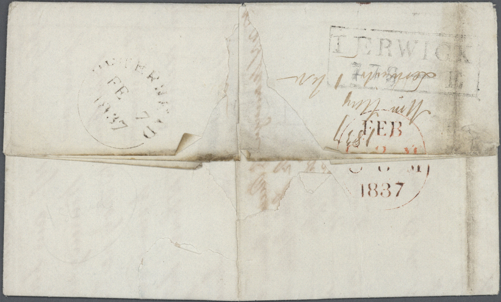 Br/GA Großbritannien: 1837/1954, 9 Letters And Postal Stationery Incl. Cover With 3d Pair Postage Due From - Altri & Non Classificati