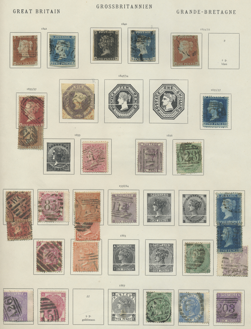 */O Großbritannien: 1840/1918, Gestempelte Sammlung Mit Spitzenwerten, Dabei U.a. Mi.Nr.: 1-2 Tadellos, - Other & Unclassified