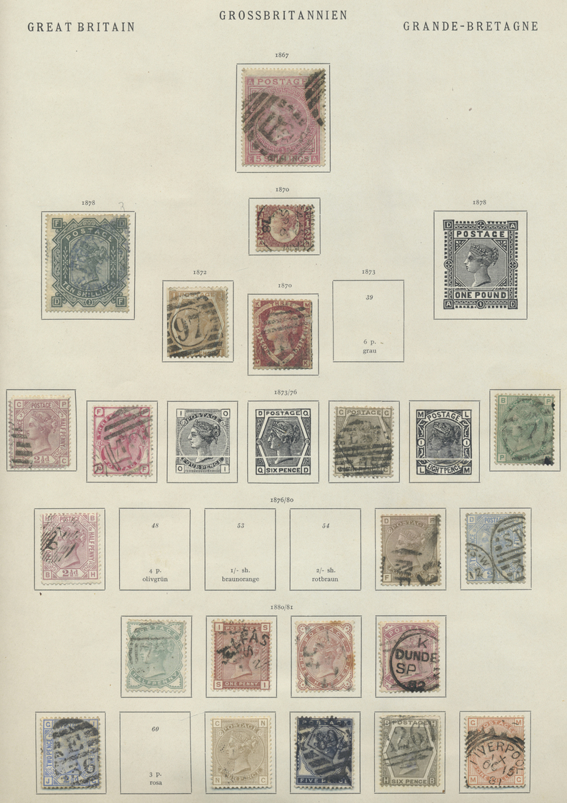 */O Großbritannien: 1840/1918, Gestempelte Sammlung Mit Spitzenwerten, Dabei U.a. Mi.Nr.: 1-2 Tadellos, - Other & Unclassified