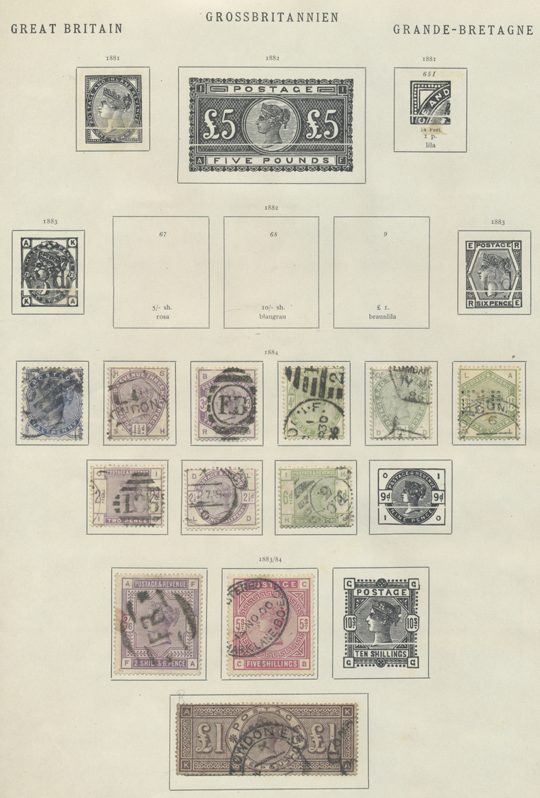 */O Großbritannien: 1840/1918, Gestempelte Sammlung Mit Spitzenwerten, Dabei U.a. Mi.Nr.: 1-2 Tadellos, - Autres & Non Classés