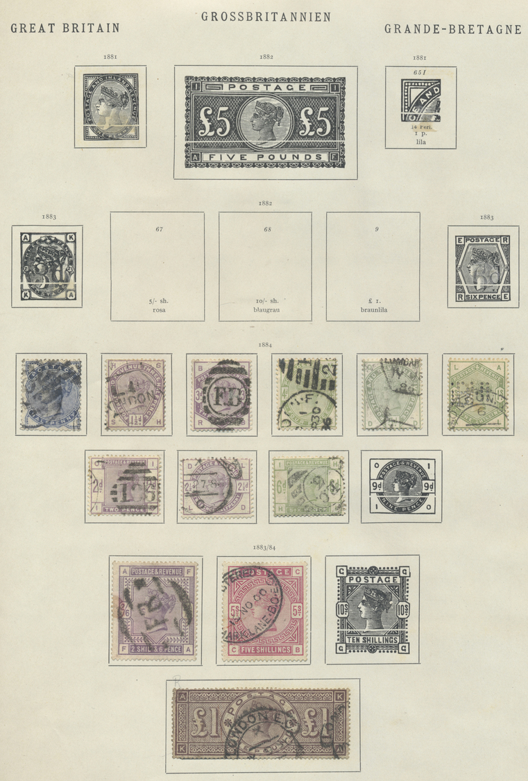 */O Großbritannien: 1840/1918, Gestempelte Sammlung Mit Spitzenwerten, Dabei U.a. Mi.Nr.: 1-2 Tadellos, - Altri & Non Classificati
