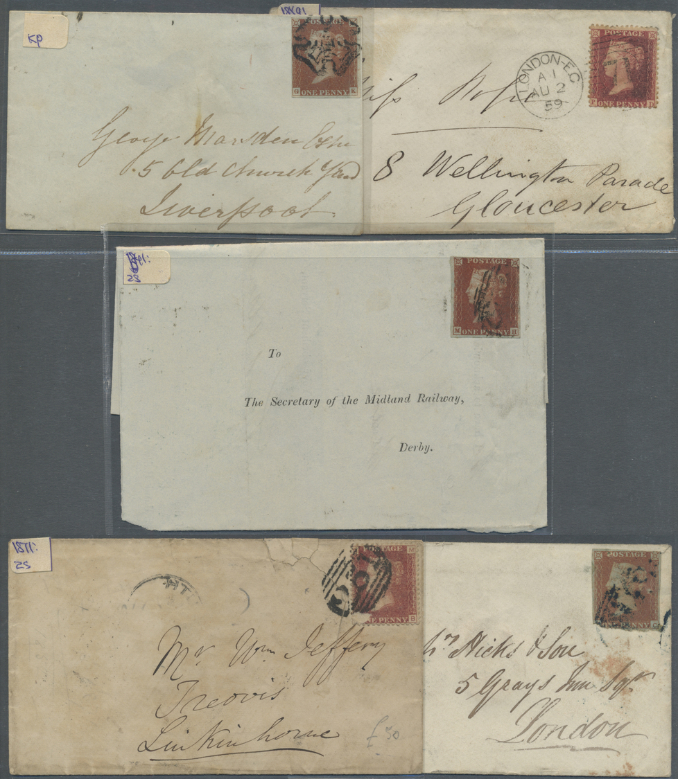 Br Großbritannien: 1843/1880 (ca.), Collection Of Apprx. 60 Covers, Mainly Franked By 1d. Red Imperf./p - Altri & Non Classificati