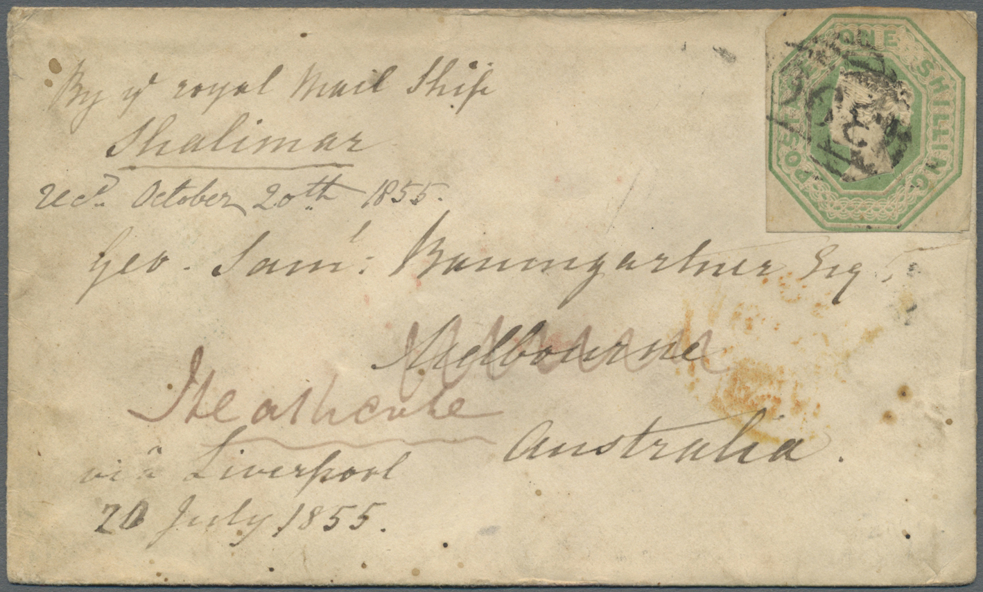 Br Großbritannien: 1850/1855 (ca.), Unusual Group With 11 Covers Addressed To Victoria/Australia All Be - Autres & Non Classés