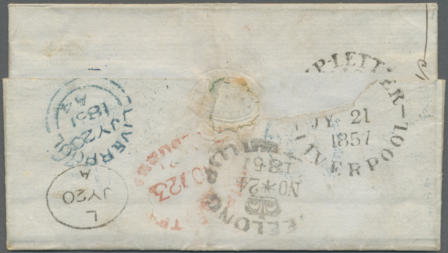 Br Großbritannien: 1851/1858 (ca.), Unusual Group With 15 Stampless Covers And Entires Addressed To Vic - Other & Unclassified