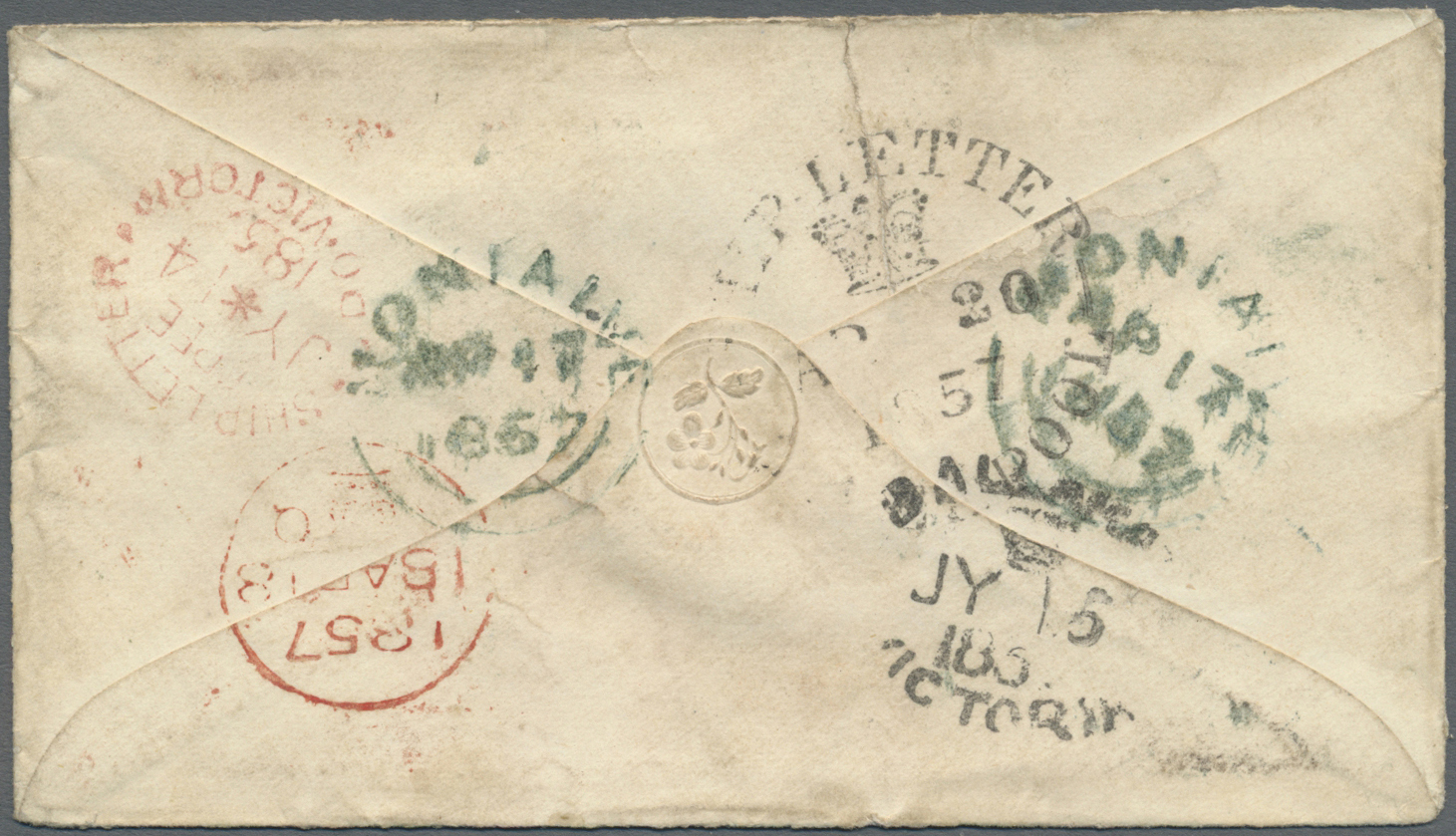Br Großbritannien: 1851/1858 (ca.), Unusual Group With 15 Stampless Covers And Entires Addressed To Vic - Andere & Zonder Classificatie